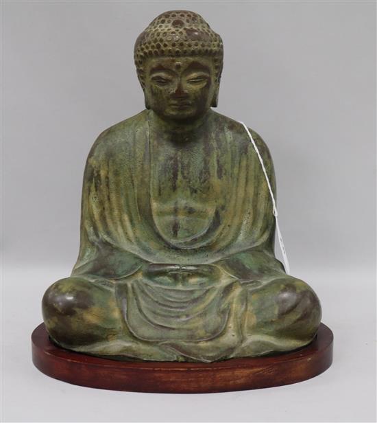 A bronze buddha overall height 27cm